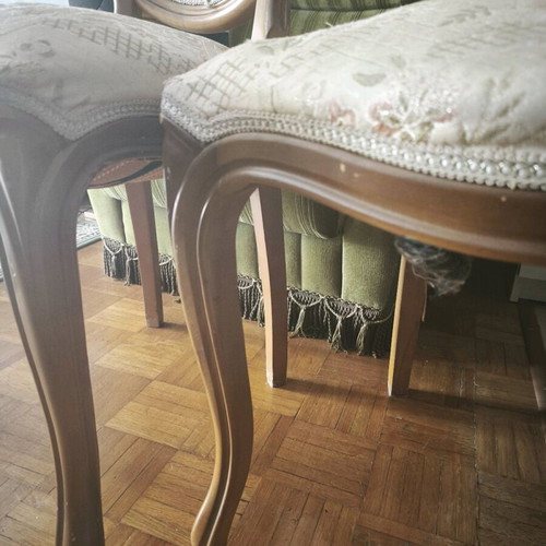 Living room chairs used, set of 3, fabric needs care