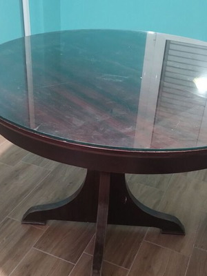 Round dining table with chairs