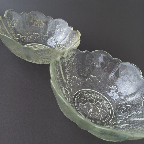 Set of 2 vintage embossed glass salad bowls Ortnerwieres like new