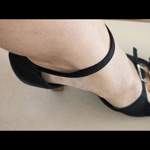 Latin shoes used with heel protector, size 37, black