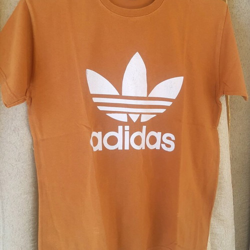 Adidas tshirt used, unisex XS/S, orange, Greek production