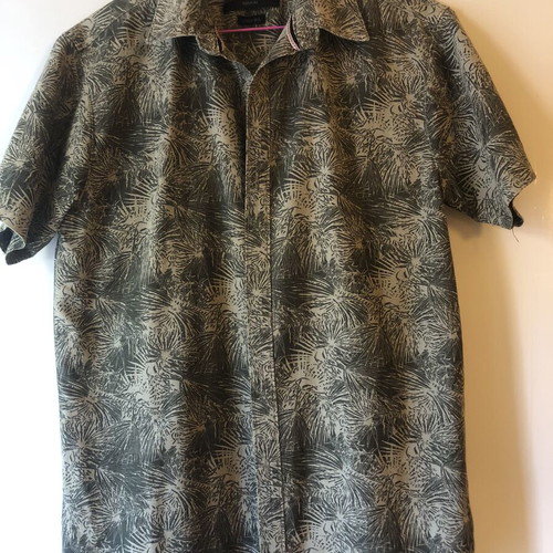 Indicode men's short-sleeve shirt medium linen mix used, tropical print