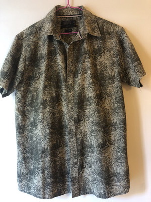 Indicode men's short-sleeve shirt medium linen mix used, tropical print