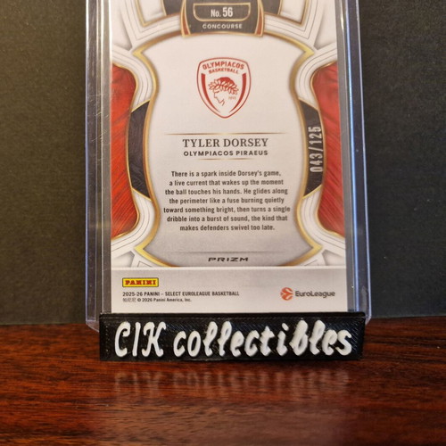 Panini Euroleague Select Olympiacos Tyler Dorsey /125 cracked ice card