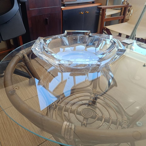 Large glass bowl fruit bowl, polygonal shape, clear thick glass