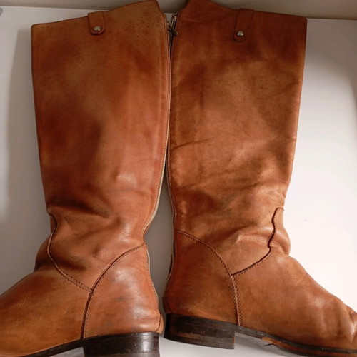 Leather women's boots used, size 38, brown