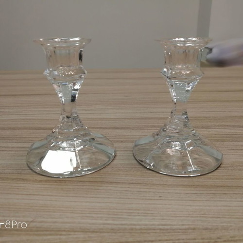 Glass candle holder used set of 2 pieces