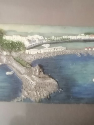 Rhodes souvenir with Mandraki windmills and Naillac tower new