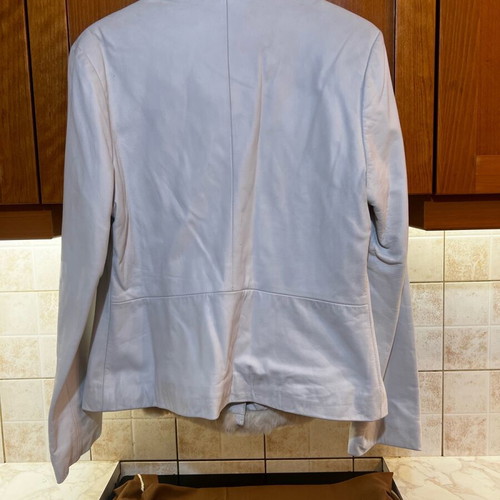 Leather jacket like new, white with natural fur