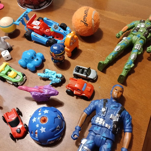 Various toys with piggy bank used
