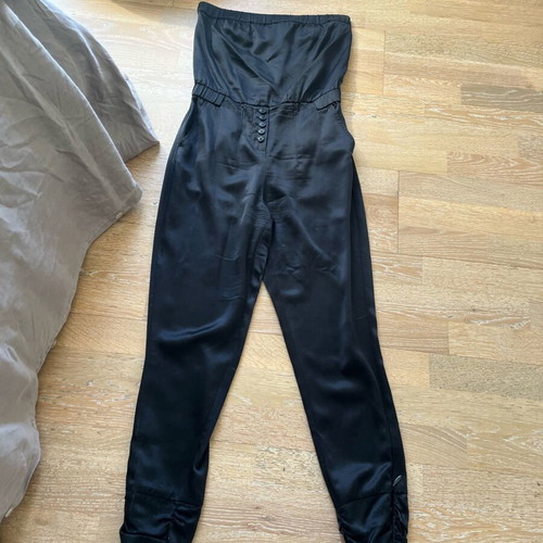 Juicy satin black one-piece jumpsuit like new, strapless with draping