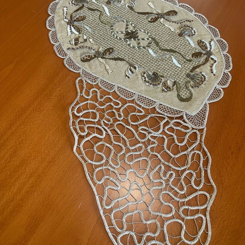 Lace embroidery like new with beads and gold festive design