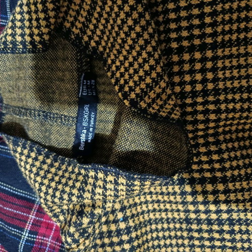 Bershka checked blouse mustard black S like new