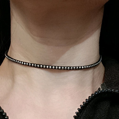 Handmade black choker with silver studs new