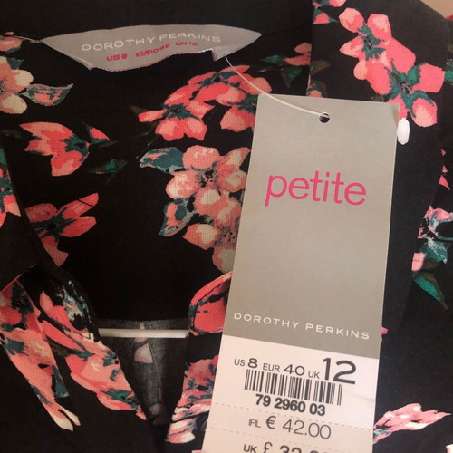 Dorothy Perkins floral short-sleeve dress new, size L