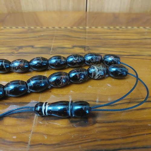 Yiousouri Worry Beads (Black Coral) New with 21+1 Beads and Papa