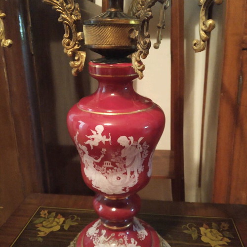 Table lamp with double glass