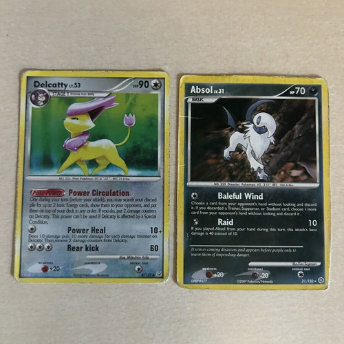Pokemon cards used, set of 2 rare collectible