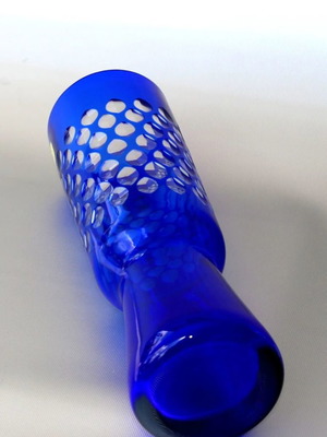 Βάζο cobalt blue μεταχειρισμένο, VEB Derenburg Harz-Kristall, 31 εκ.