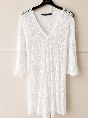 Zara dress with lace look, small, like new, white