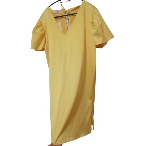 Yellow dress by Georgias Moditi new, cotton satin, medium-large