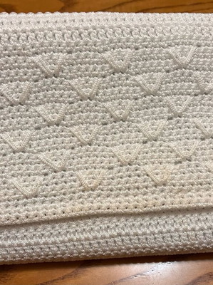 Handmade knitted envelope bag like new, white