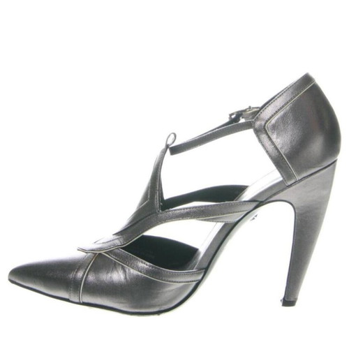 Just Cavalli leather high heels size 39 like new, silver