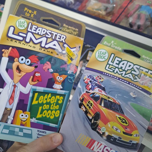 Leapster L-MAX learning game system with 2 sealed games Nascar and Letters on the Loose