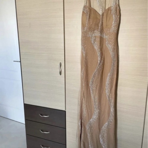 Handmade evening dress by Eirini Makkou, beige, size S/M