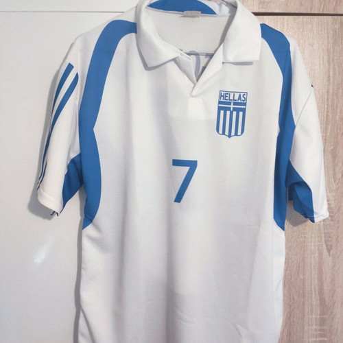 Greece National Football Jersey White Striped New