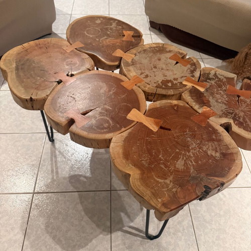 Handmade solid wood coffee table with butterfly joints