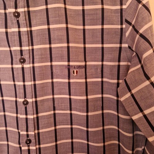 Navy & Green shirt new, size Medium, blue