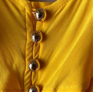 MELISSA ODABASH υπέροχο καλοκαιρινό κίτρινο φόρεμα μίντι LARGE