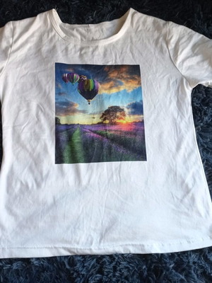 Women's short-sleeve blouse new, white, size L with design