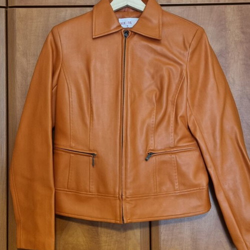 Dress and jacket set used, brown and orange