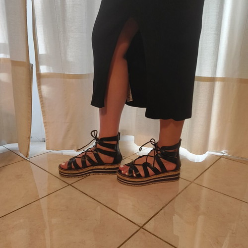 Makis Kotris women's black platform sandals EU 37