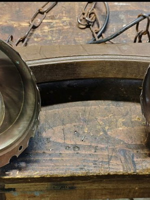 Vintage φωτιστικό ξύλο, μέταλλο, γυαλί μεταχειρισμένο