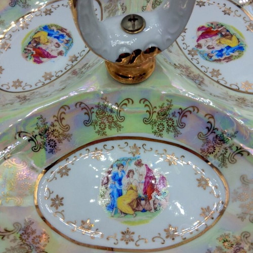 Vintage porcelain triptych plate like new with gold details