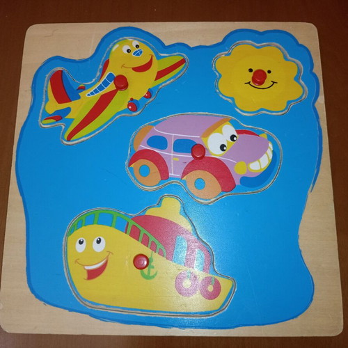 Wooden Puzzle with Handles used, Transport and Sun