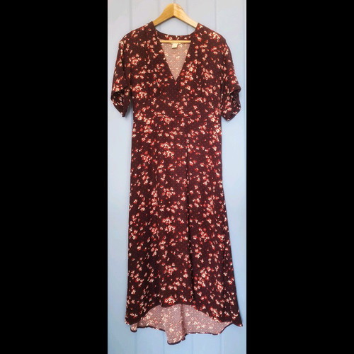 Maxi floral dress H&M like new, burgundy with retro pattern