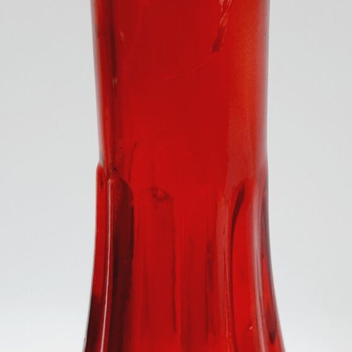 Vintage red glass bottle with decorative stopper, like new