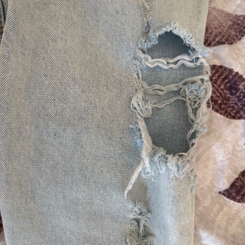 Denim jacket with rips women's, like new, blue size L