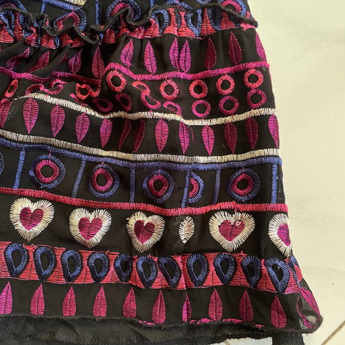 Anna Sui dress with embroidered hearts used, size 2, colorful