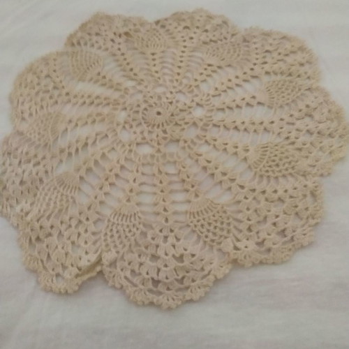 Crochet knit set used, 4 pieces, beige