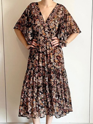 Zara Boho Flowy Maxi Dress like new, floral black multicolor