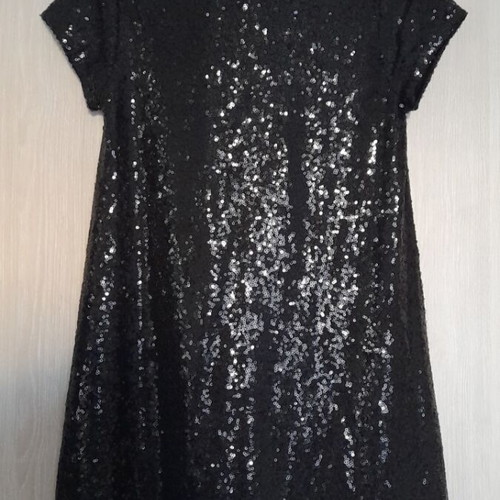 Black short-sleeve formal dress Zara like new with sequins and velvet collar
