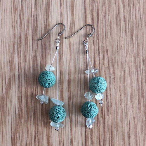 Beaded earrings new, handmade with green beads