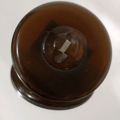 Large button used 4 cm bakelite brown with glossy stone