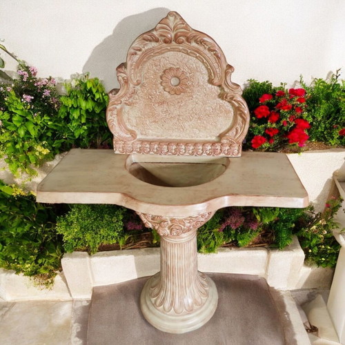 Astrea garden wall fountain beige and brown, new, concrete