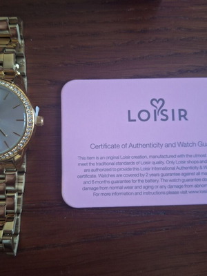 Loisir watch new, gold stainless steel bracelet with crystals